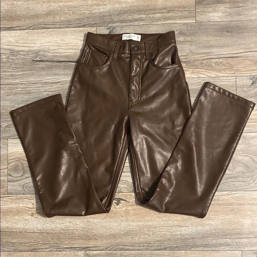 Brown Leather Women Jeans
